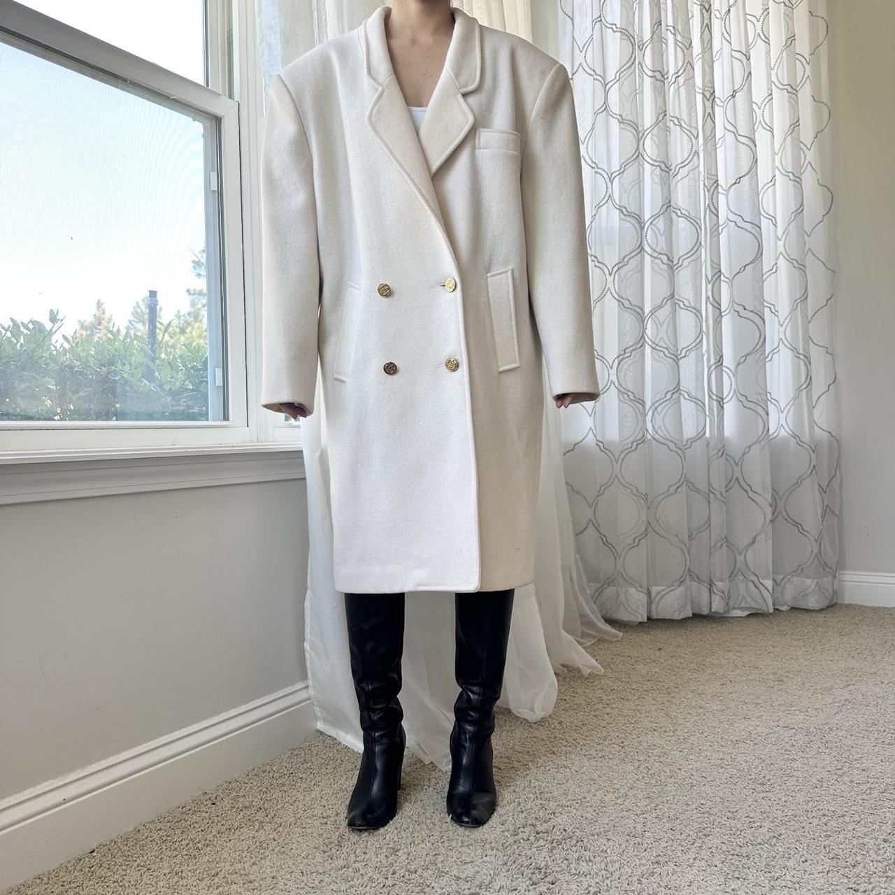 Women's Cream and White Coat