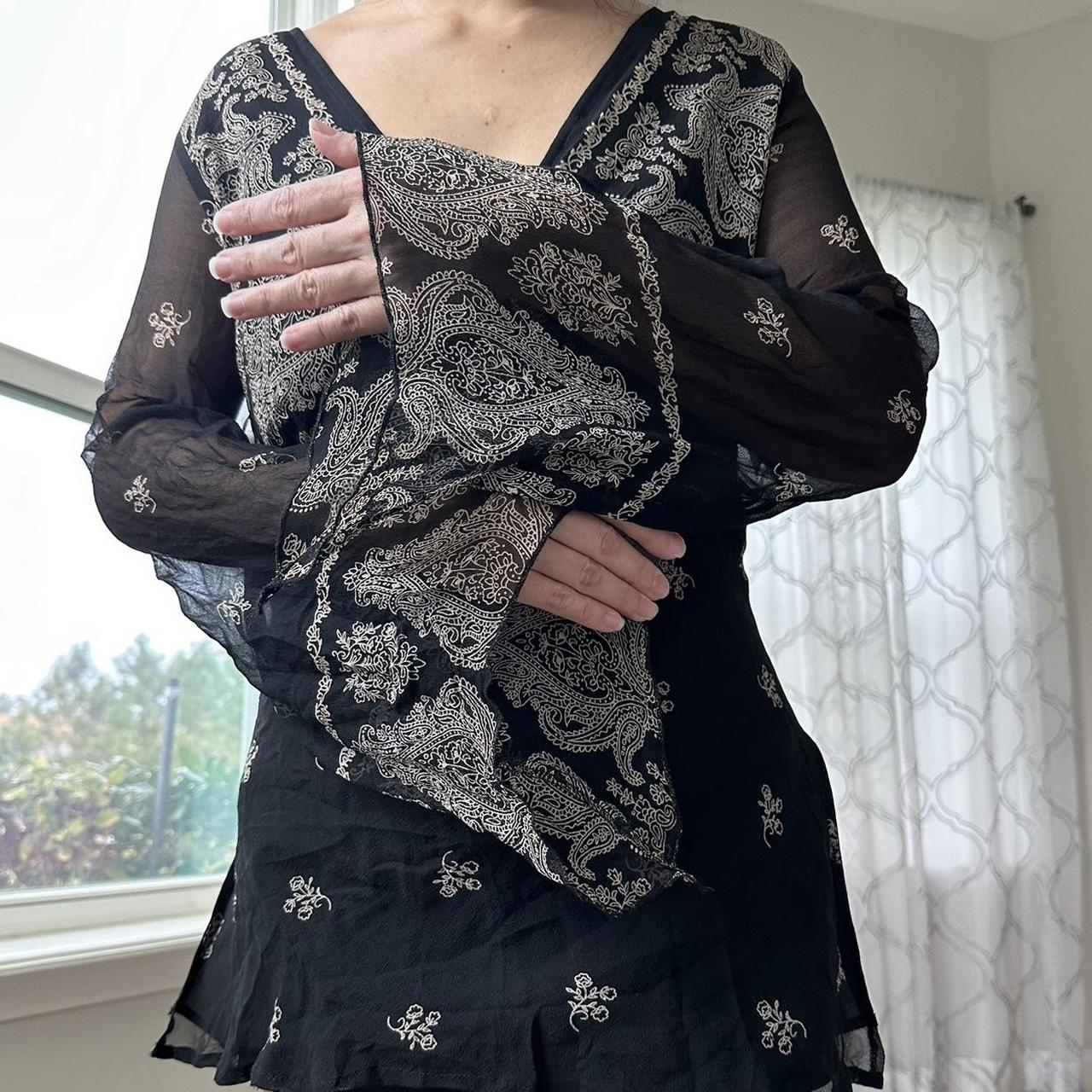 Women's Black and Khaki Blouse