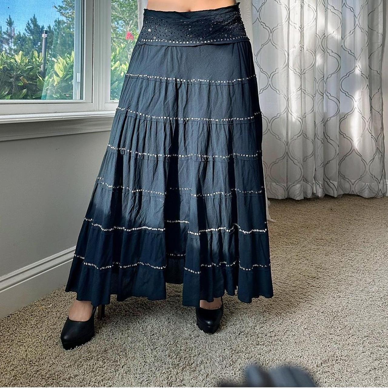 Women's Black and Silver Skirt