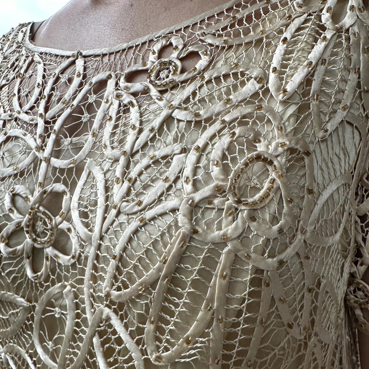 Women's Cream and Tan Blouse