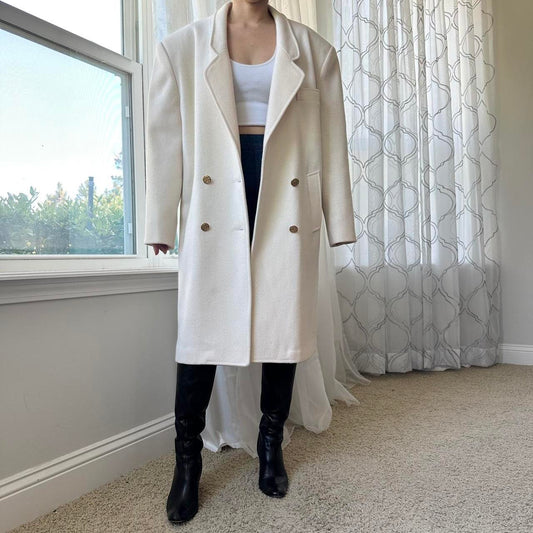 Women's Cream and White Coat