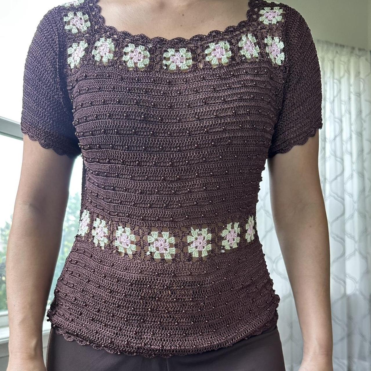 Women's Brown and Burgundy Blouse