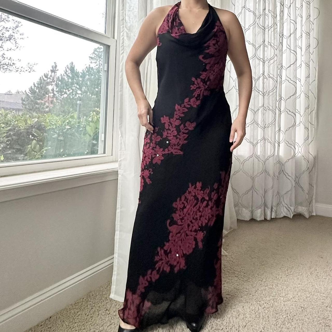 Women's Black and Burgundy Dress