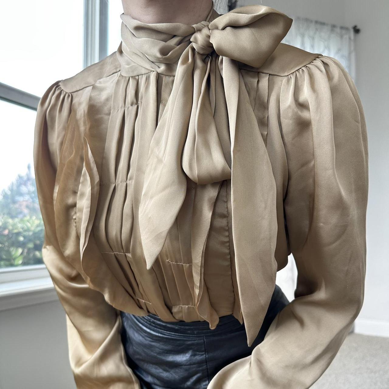Women's Tan and Gold Blouse