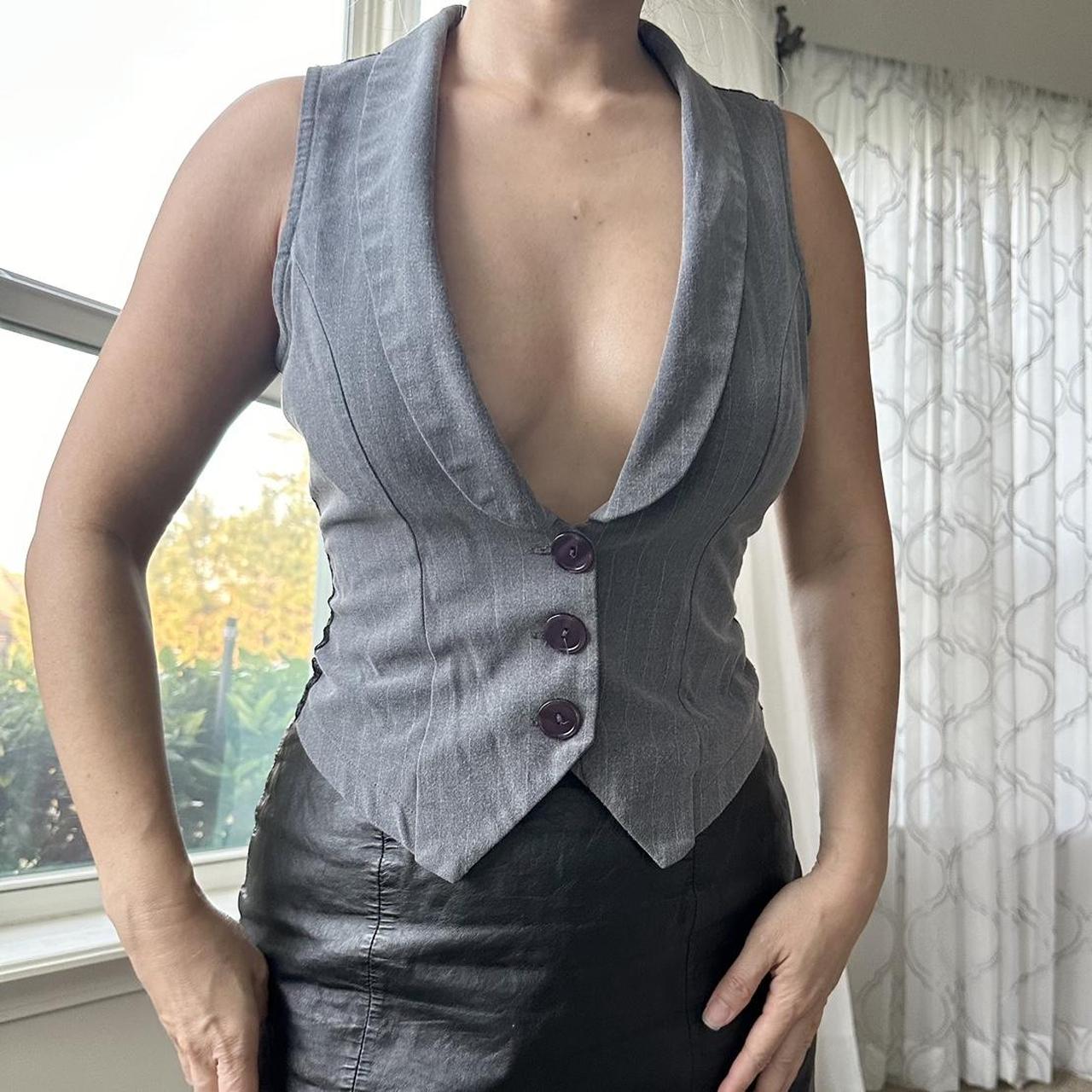 Women's Grey and Black Gilet