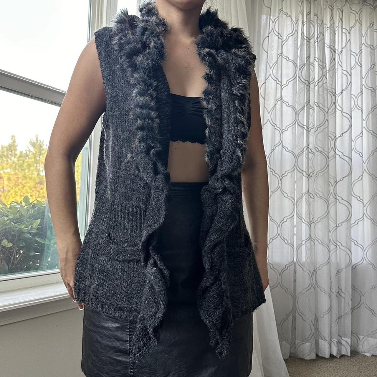 Women's Black and Grey Gilet