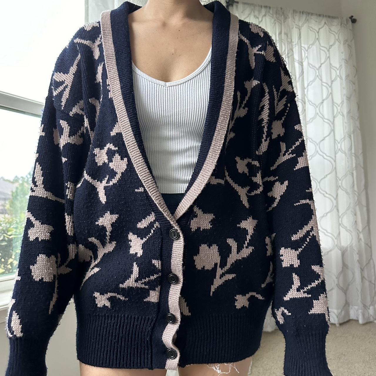 Women's Navy and Pink Cardigan