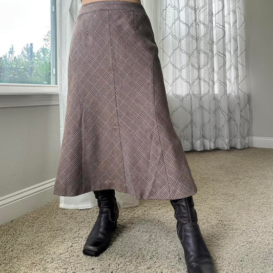 Talbots Women's Brown and Cream Skirt