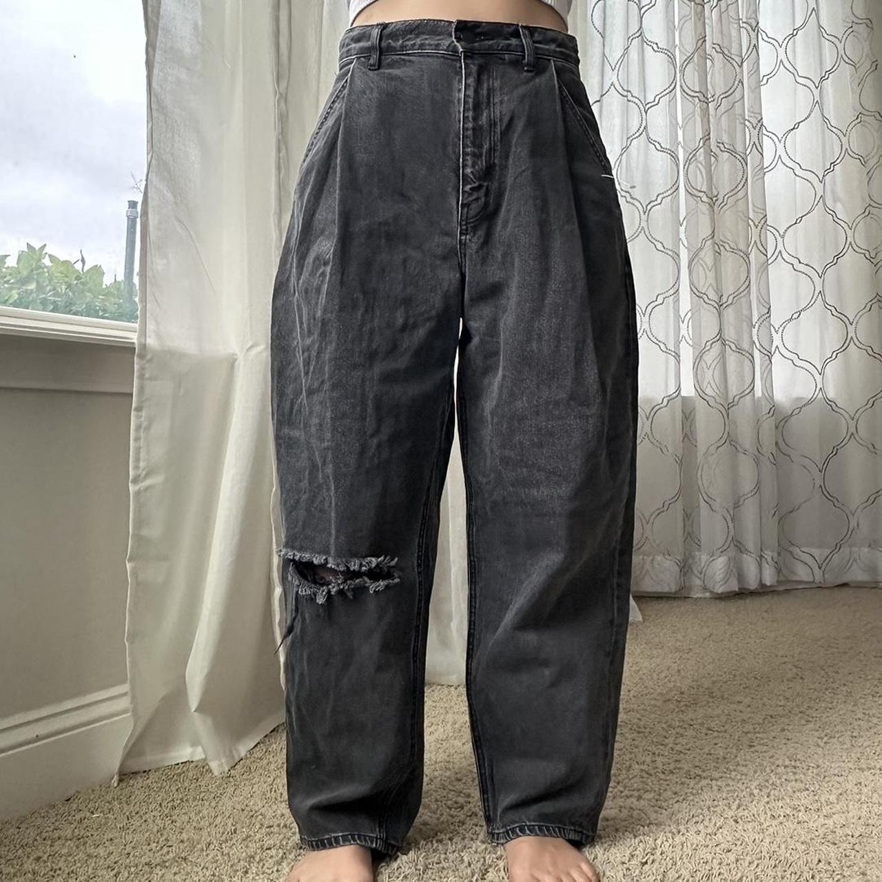 Women's Grey and Black Jeans