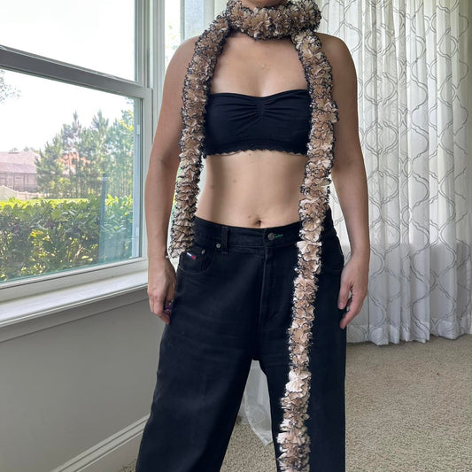 Women's Black and Khaki Scarf-wraps